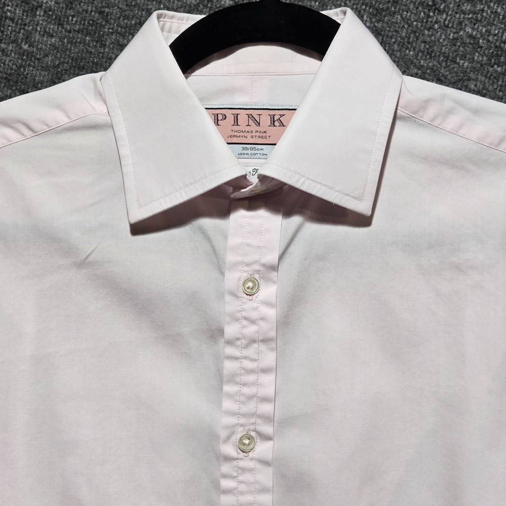 Thomas Pink Superfine Two Fold Pink Men's Dress Shirt 15 33.5 Cotton